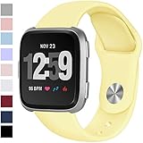 Hamile Wristbands Compatible for Fitbit Versa & Fitbit Versa Lite, Soft Silicone Sport Replacement Band Strap for Fitbit Versa Smartwatch, Small, Milk Yellow