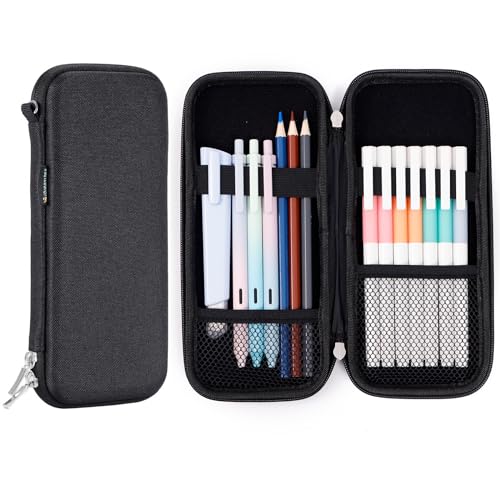 iDream365 Upgraded Hard Pencil Case Box for Audlts,Durable Pen Carrying Case with Zipper-Black …