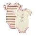 Touched by Nature Unisex Baby Organic Cotton Bodysuits, Bunny 2-Pack, 6-9 Months