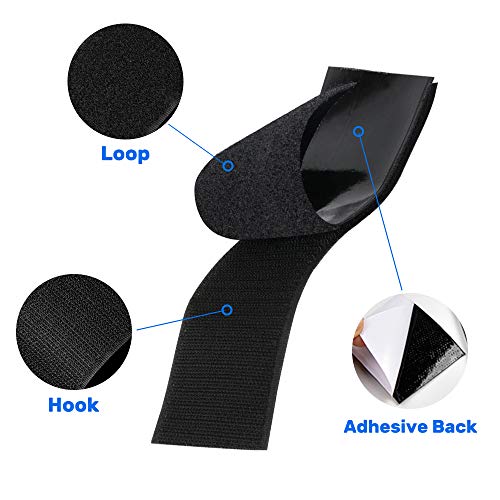 Self Adhesive Hook and Loop Tape, IKOCO 2 Inch Black Sticky Back Tape Self Adhesive Fastener 5.5 Yards