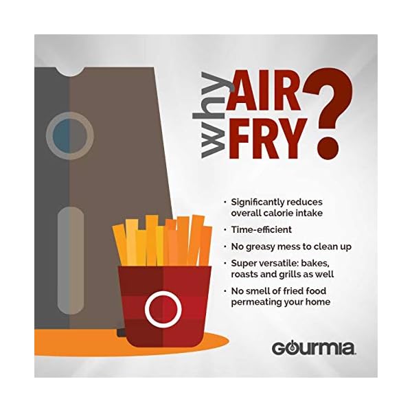 Gourmia GAF658 Digital Free Fry Air Fryer No Oil Healthy Frying LCD Display 8 Presets