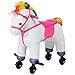 Qaba Walking Unicorn Horse Toy with Wheels and Sound for Kids, Plush Ride-On Battery Operated, White