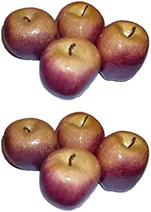 Set of 8 Dark Red Apples - Decorative Life Size Fruit - Great for Decorating your Home, Creating a Store Display, and Photo Props - Realistically Colored and Sized Fruit (Dark Red Apples)