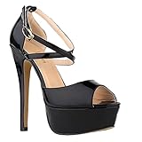 Zbeibei Womens Peep Toe Strappy Platform Stiletto Ladies High Heel Sandal