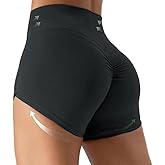 KUTAPU Women's High Waisted Yoga Booty Shorts with Pockets, Grey, High Rise