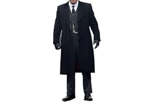 PREEMINENT-JACKETS Men's New Black Black Woolen Long Trench Winter Coat Jacket