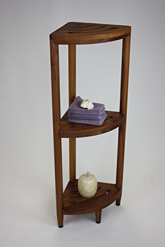 image for AquaTeak The Original Kai Corner Teak Bath Shelf, Brown