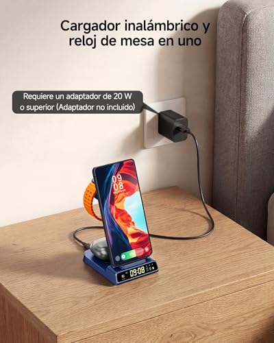 Cargador Inalámbrico para Samsung S26 Ultra, Estación de Carga 3 en 1 para Samsung Galaxy S26/S25 Ultra/S24/Z Flip 7/Z Fold 7, Base de Carga para Galaxy Watch 8/Ultra/7/6, Buds 4/4 Pro (No Adapter)