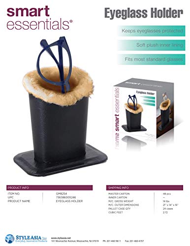 Smart Essentials GM8254, Desktop Eyeglass Holder Stand, Soft Plush Lining, Black