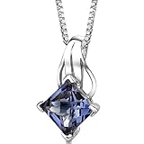 Princess Cut Simulated Alexandrite Pendant Sterling Silver Rhodium Nickel Finish 3.00 Carats