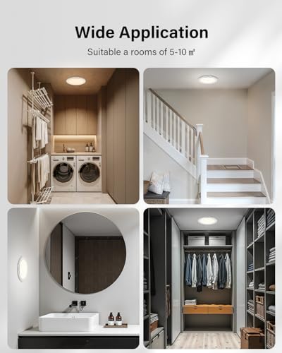 Leselux Motion Sensor Ceiling Light, 7.5" Battery Operated Sensor Light Indoor, 250LM 3 Colors Dimmable Ceiling Lights with Remote Control, Wireless Wall Lights for Garage Toilet Hallway