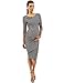 PattyBoutik Mama Striped Elbow Sleeve Maternity Dress (Black and White M)