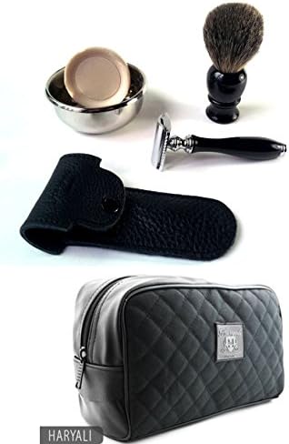 Double Edge Safety Razor Badger Shaving Brush Soap Bowl Set
