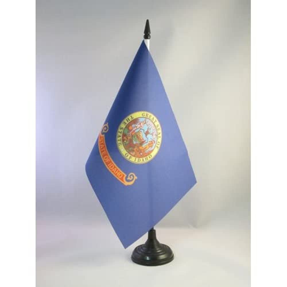 AZ FLAG Idaho Table Flag 5'' x 8'' - US state of Idaho Office Decoration 100% Polyester 21 x 14 cm - Mini Desk Flag with Pole and Black Plastic Base — image 1