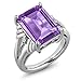 Gem Stone King 925 Sterling Silver Purple Amethyst and White Topaz Engagement Ring For Women (7.04 Cttw, Gemstone February Birthstone, Emerald Cut 14X10MM, Available in Size 5,6,7,8,9)