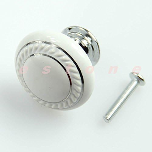Crystal Glass Ceramic Door Knob Drawer Cabinet Wardrobe Kitchen Handle White