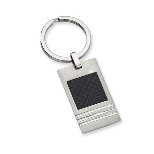 Men's Stainless Steel And Black Carbon Fiber Key Chain