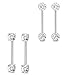 Jstyle 2-4 Pairs 316L Stainless Steel Nipple Rings Barbell Crystal Ball Piercing Nipple CZ Tongue Rings 14G