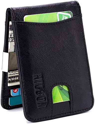 NiobonMen’s Money Clip Wallet,RFID Blocking Genuine Leather Bifold Men Wallets Minimalist Mini Slim Card Holder