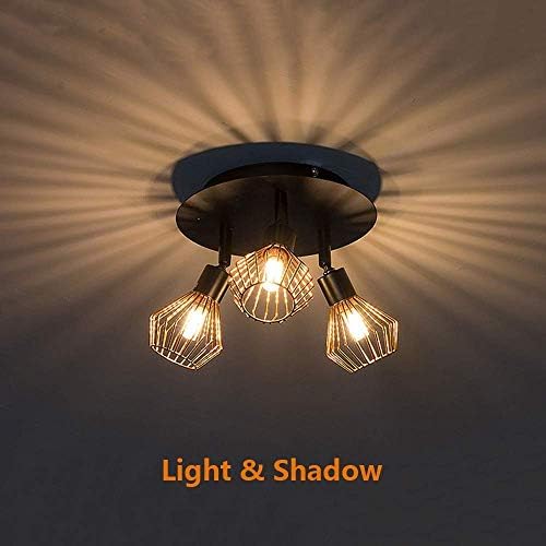 ビンテージスポットライト天井ランプ 丸い金属base産業用鳥かごランプ3ソケットg9天井スポットスポットライト用寝室リビングルームバーカフェレストラン B087pbtn4b 4 1円