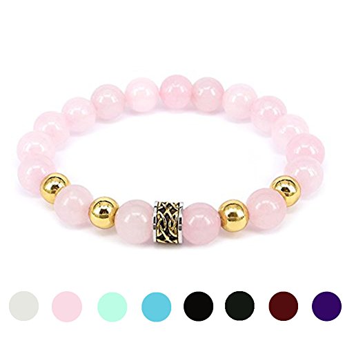 Cat Eye Jewels Birthstone Rose Quartz October Semi Precious Gem Stone Bracelet H60