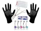 Body Piercing Kit 14G Professional Piercing Kit for Belly Button 14 Gauge - 15 Pieces