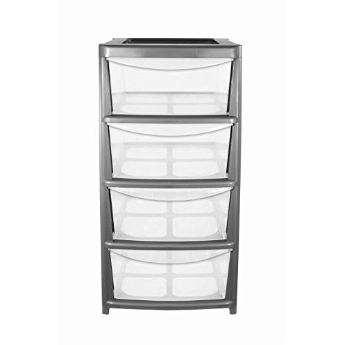 4 Large Drawer Plastic Storage Unit Silver by Thumbs Up Amazon.co.uk Kitchen & Home