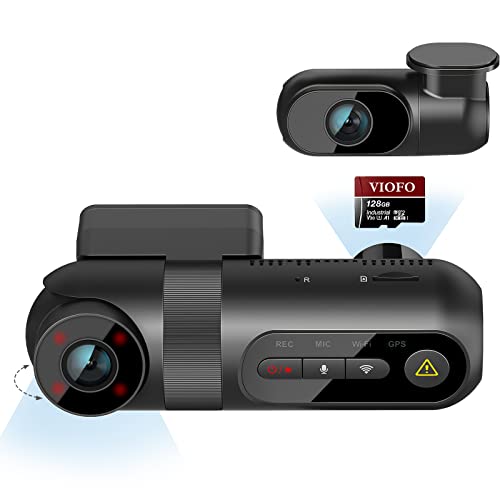 VIOFO T130 3 Channel Dash Cam with 128GB SD Card, Built in WiFi and GPS, 1440P+1080P+1080P Three