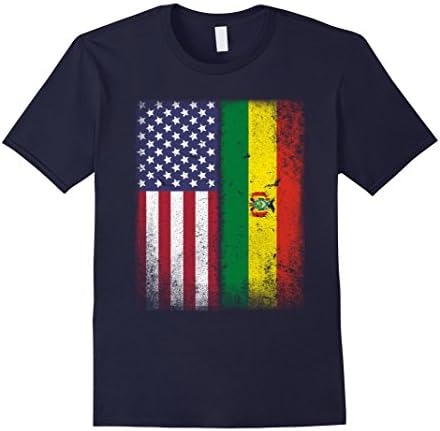 Mens Bolivian American Flag T-shirt Bolivia Usa Tee Large Navy
