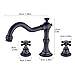 Rozin Widespread 3 Holes Bathroom Sink Faucet Dual Cross Knobs Mixer Tap Oil Rubbed Bronze