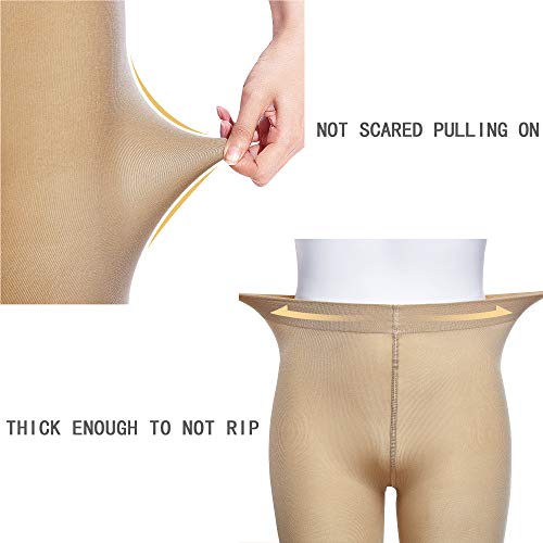 DIPUG Ballet Tights for Girls Durable Ultra Soft Transition Convertible Footless Dance Tight for Toddler (Light Suntan 2 Tights, S)