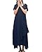 ZANZEA Womens Vintage Round Neck Two-layer Short Sleeve Cotton Linen Maxi Dress Navy XL