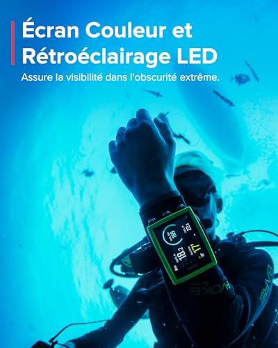 Dive EON CORE Montre de Plongée Numérique avec Écran Couleur Facile à Lire, Étanche à 80m, Ordinateur Sous-Marine avec Fonctions de Réveil, Chronomètre, Météo, Boussole, Batterie Rechargeable