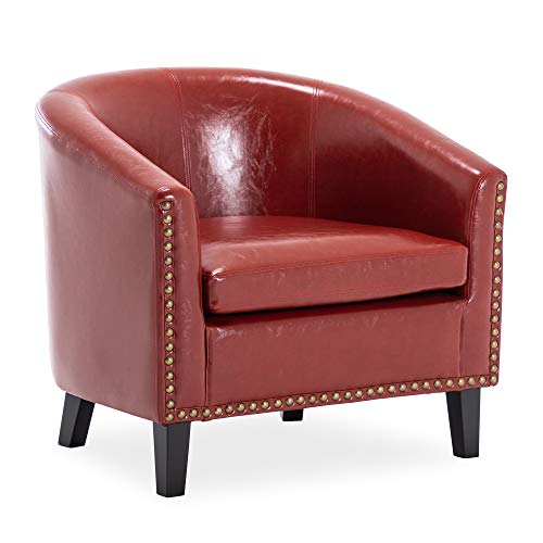 BELLEZE Modern Tub Barrel Accent Chair Upholstered Arm Club Chair for