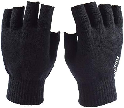 Womens Knit Fingerless Gloves Winter Driving Typing Gloves Warm Half Gloves