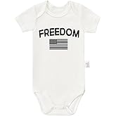 Eorjuek Freedom Patriotic Bodysuit With USA Flag Clothes, Baby Christmas Outfit, Cute Infant Fashion Short Sleeve Clothing
