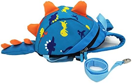 Longxing 3D Dinosaur Design Safety Leash Harness Bag Mini Backpack for Toddlers Kids (Light blue)