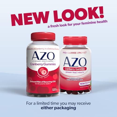 AZO CRANBERRY URINARY TRACT HEALTH GUMMIES DIETARY SUPPLEMENT, 2 GUMMIES = 1 GLASS OF CRANBERRY JUICE, HELPS CLEANSE & PROTECT, NATURAL BERRYLICIOUS FLAVOR, NON-GMO, 72 GUMMIES