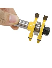Juego de 2 puntas de enrutador de lengua y ranura, ajustable en forma de T de 3 dientes, cortador de fresado de madera, herramientas de carpintería para puerta de armario