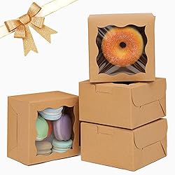 Kraft Bakery Boxes with Window 4x4x2.5 inches Small