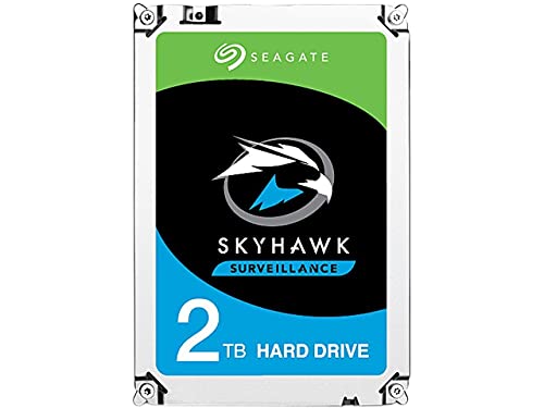 Seagate SkyHawk, interne Festplatte 2 TB HDD, für Videoaufnahme mit bis zu 64 Kameras, 3.5 Zoll, 64 MB Cache, SATA 6 Gb/s, silber, inkl. 3 Jahre Rescu