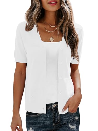 Veryoung Women's Lightweight Cardigan Short Sleeve Sweater with Buttons at Amazon