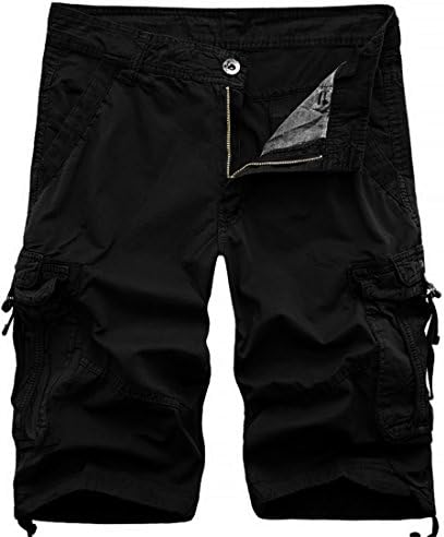 Nutovi Men's Cargo Shorts Relaxed Fit with Multi Pockets (36, Black K)