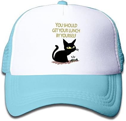 Cat Get Your Lunch Boy &amp; Girl Grid Baseball Caps Adjustable Snapback Beautiful SkyBlue