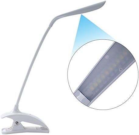 FEIFEIER LED Table Lamp Clip Desk Lamp USB charging pot Eye-caring Reading light With Touch Sensitive Control, 3 Models Brightness, 3W, White