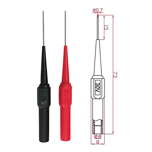 TestHelper TP161RDx5 Insulation Piercing Needle Non-destructive Pin Test Probes,4mm Banana Socket for Car Tester Red/Black
