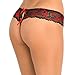Rene Rofe womens Crotchless Lace Panty With Bows adult exotic thong underwear, Red, Medium-Large US