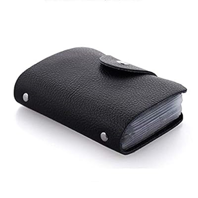 Kraptick Men and Women Slim Leather Wallet Card Case/Card Holder with 24 Card Slots (Black)