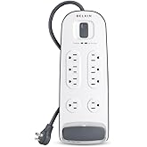 Belkin 8-Outlet Surge Protector with Telephone Protection, 6ft Cord, White