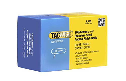 Tacwise 1226 Stainless Steel 20° Finish Finish Nails, 16G / 63 mm, 2500